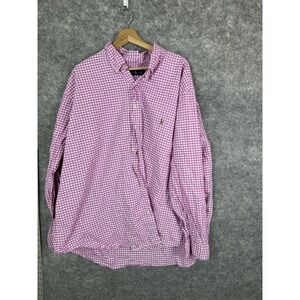 Polo Ralph Lauren Button Up Shirt Mens 3XB Long Sleeve Casual Pink Gingham